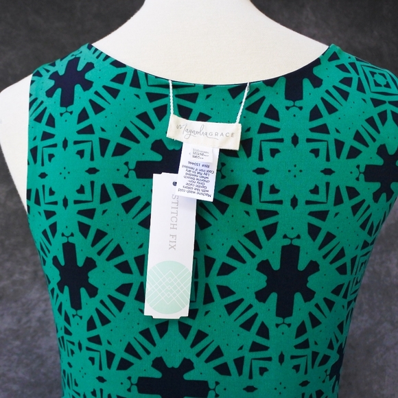 NWT Magnolia Grace Stitch Fix Reversible Perissa Green Navy Blue Dress Size S - Picture 6 of 6